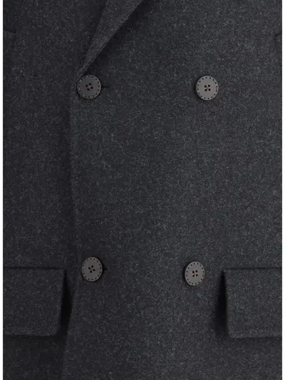Fendi Felt Wool Coat Coats And Trench Coats Gray In Black