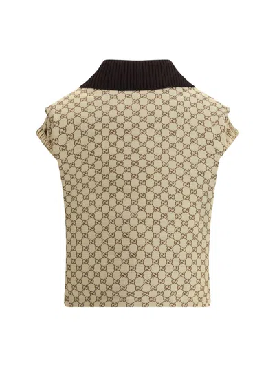Gucci Bomber Gilet With Single Front Pocket In Neutral