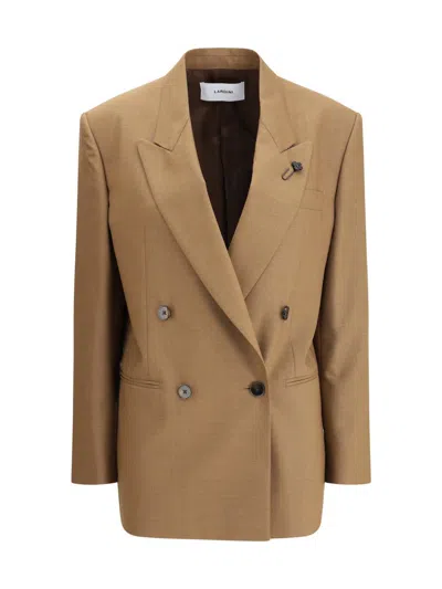 Lardini Double-breasted Jacket In Pure Virgin Wool In Brown