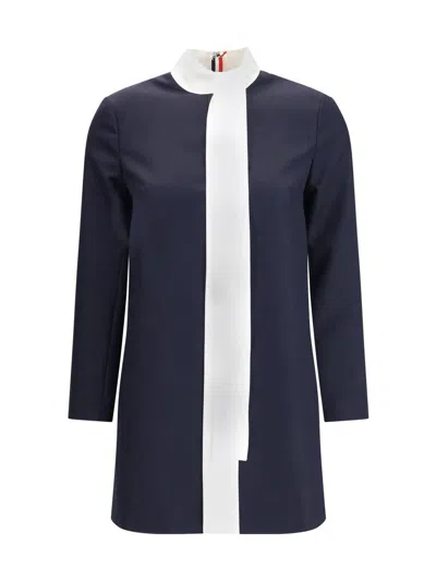 Thom Browne High Wool Suiting Shift Dress In Blue