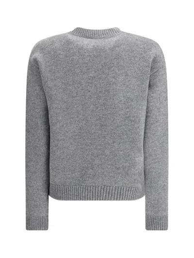 Gucci Wool Sweater With Embroidered Monogram In Gray
