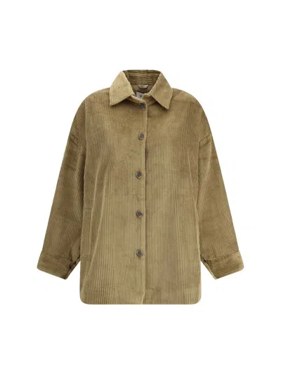Sosue Ted Corduroy Buttoned Coat In Brown