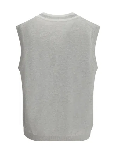 Brunello Cucinelli Men Logo Patch Vest In Gray