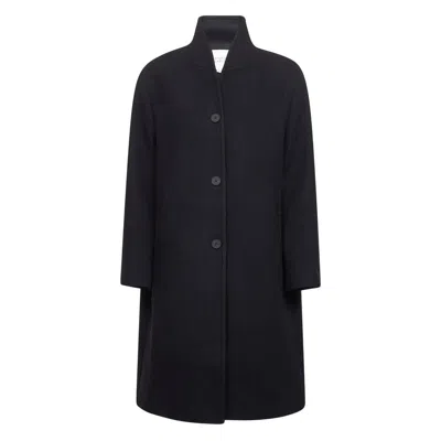 Studio Nicholson Long Coat With Structured Shoulders And Pockets In Black
