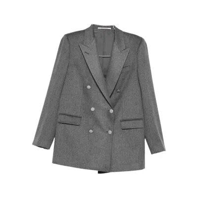 Tagliatore Cashmere Double-breasted Blazer In Gray