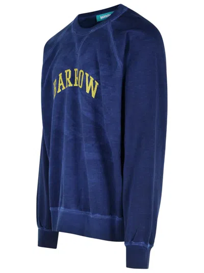 Barrow Cotton Sweatshirt With Printed Back And Raglan Sleeves In Blue