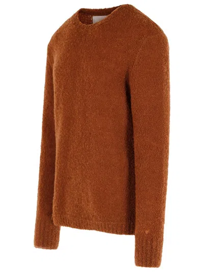 Seven Gauge Crew-neck Long-sleeves Sweater In Brown
