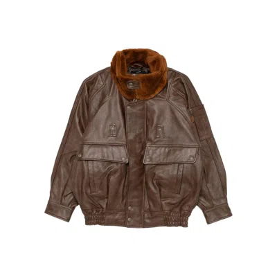 R13 Long-sleeved Leather Jacket In Brown