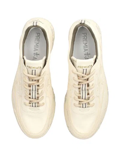 Premiata Low-top Sneakers With Distinctive Logo And Rubber Sole In Neutral