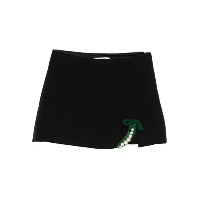 Vivetta Pearl-embellished Straight Skirt In Black