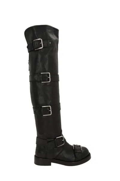 Dolce & Gabbana Stylish Ankle Boots Featuring Buckle Detail In Black