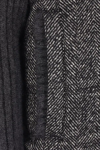 Dolce & Gabbana Herringbone-pattern Ribbed-knit Bomber Jacket In Gray