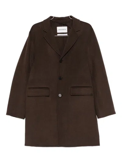 Amaranto Brown Tailored Coat With Notched Lapel In Brown