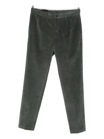 Michael Coal Pleated Corduroy Trousers In Green