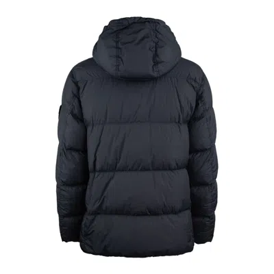 Stone Island Blue Recycled Lightweight Nylon Reps Hooded Down Jacket In Blue
