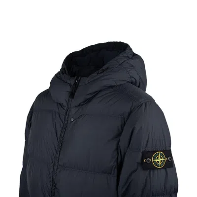 Stone Island Blue Recycled Lightweight Nylon Reps Hooded Down Jacket In Blue