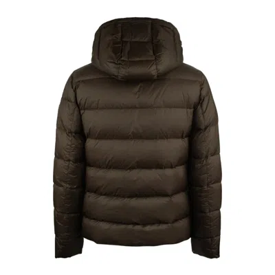 Fay Calandered Poplin Double Front Down Jacket In Brown