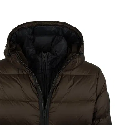 Fay Calandered Poplin Double Front Down Jacket In Brown
