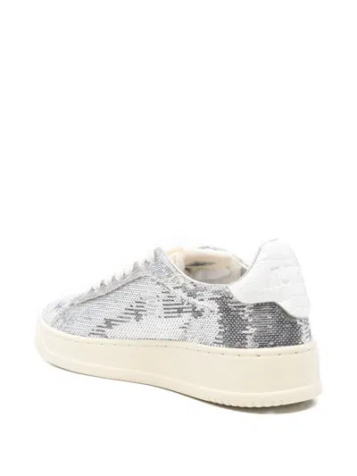 Autry Sequined Low Top Sneakers With Fabric Upper In Multi