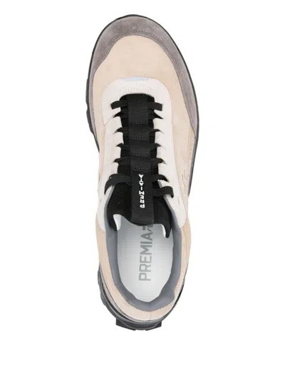 Premiata Beige And Grey Suede Leather Sneakers In Multi