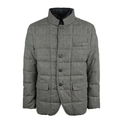 Fay Double Front Short Down Jacket In Wool In Gray