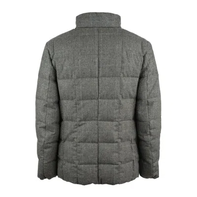Fay Double Front Short Down Jacket In Wool In Gray