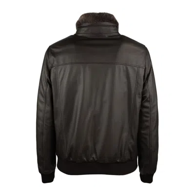 Moorer Long-sleeved Leather Jacket In Brown