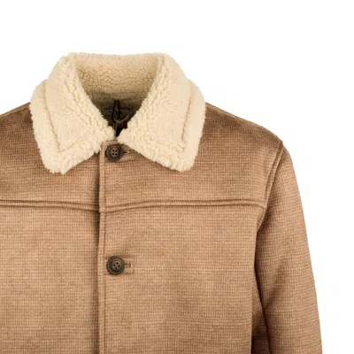 Mc2 Saint Barth Eco-shearling Jacket In Brown