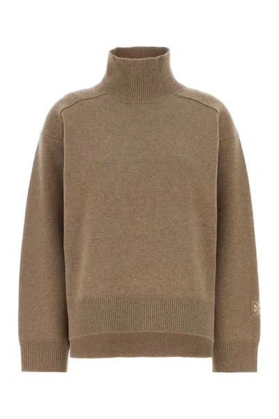 Tory Burch Biscuit Wool Oversize Sweater In Brown