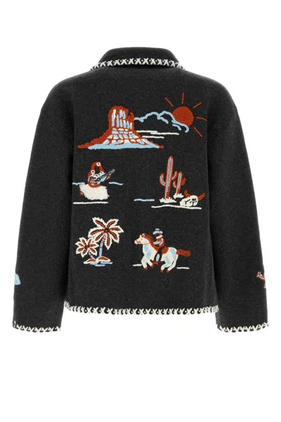 Alanui Giacca Remember Me In Lana Grigio Scuro In Multi