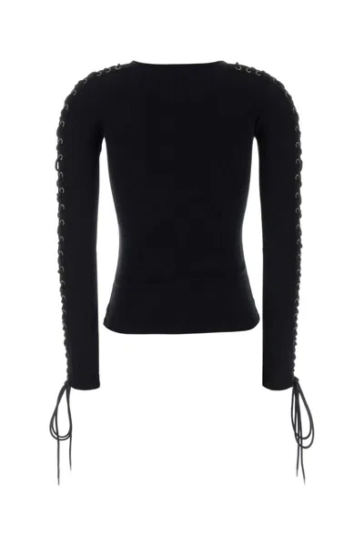 Balenciaga Eyelet Lace-up Top In Black
