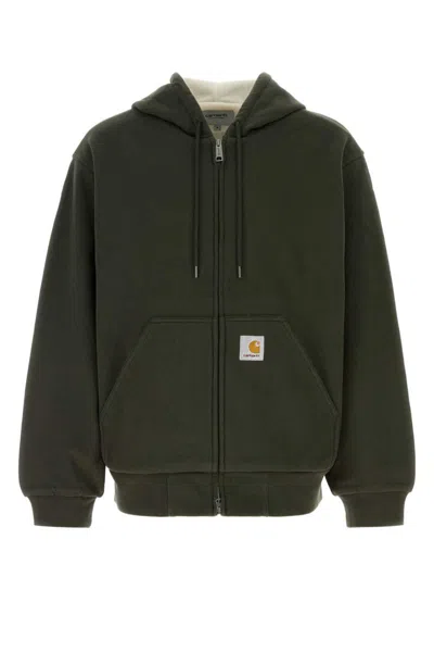 Carhartt Active Hooded Sweat Jacket With Kangaroo Pocket In Green