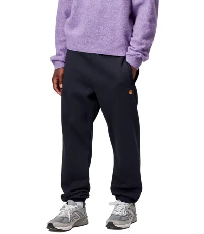 Carhartt Wip Chase Navy Blue Sweat Pants In Black