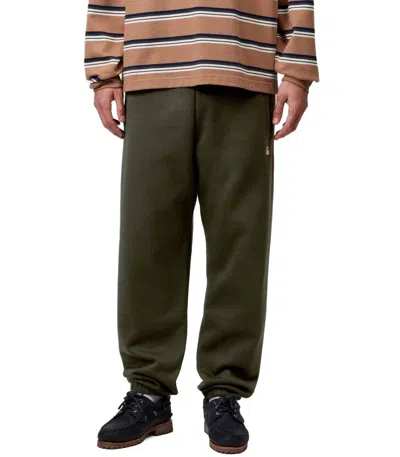 Carhartt Wip Chase Olive Green Sweatpants In Gray