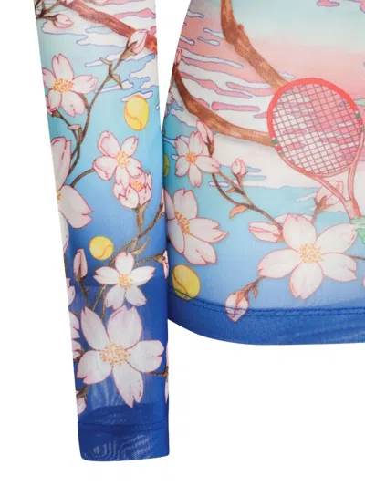 Casablanca "tennis Club" Mesh Top In Blue