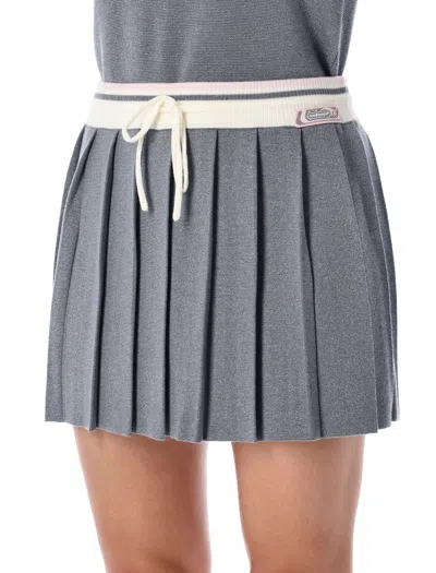 Casablanca Pleated Mini Skirt With Sporty Elastic Waistband In Gray