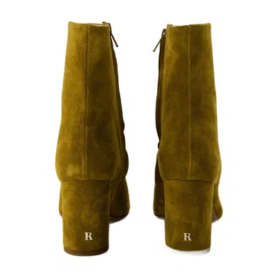 Rouje Celeste Ankle Boots  Leather Khaki In Green