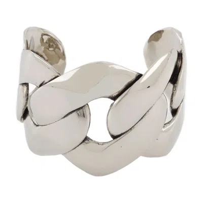Alexander Mcqueen Chain Cuff Earring In Silver Coated Brass In Gray