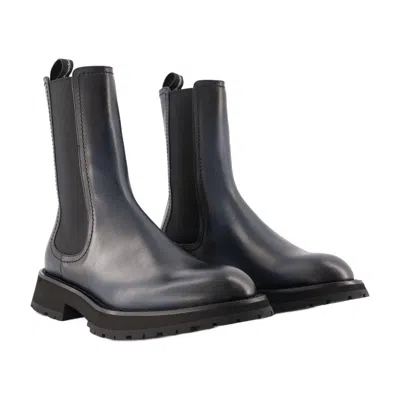 Alexander Mcqueen Chelsea Boots Alexander Mc Queen Leather Black In Blue
