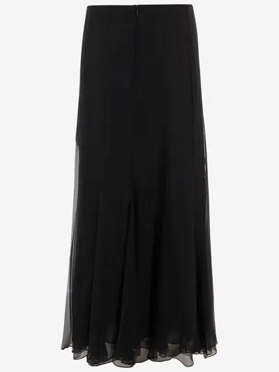 Chloé Maxi Skirt With Sheer Overlay And Flowy Design In Black