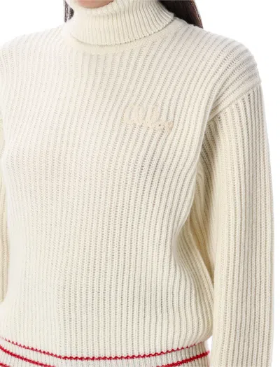 Chloé Oversized Wool And Mohair Knit Turtleneck Jumper In Yellow