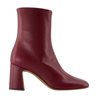 Rouje Claudia Ankle Boots  Leather Burgundy In Burgundy