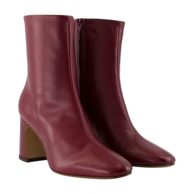 Rouje Claudia Ankle Boots  Leather Burgundy In Burgundy