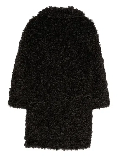 Stand Studio Curled Camille Cocoon Coat In Black