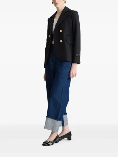 Patou Double-breasted Tie Jacket In Black
