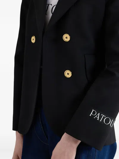 Patou Double-breasted Tie Jacket In Black