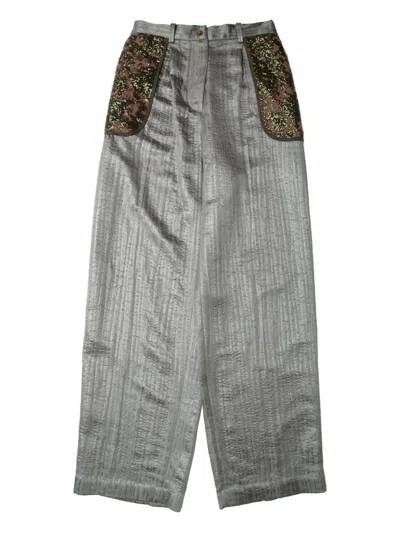 Muller Of Yoshiokubo Radiant Sequin-embellished Trousers In Green