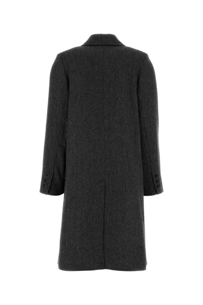 Apc Double-breasted Wool Blend Coat Featuring Vent In Black