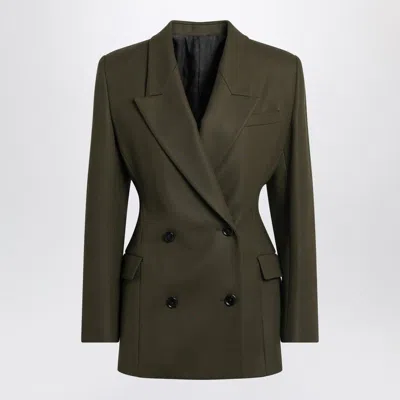 Alaïa Double-breasted Olive Green Wool Jacket In Green