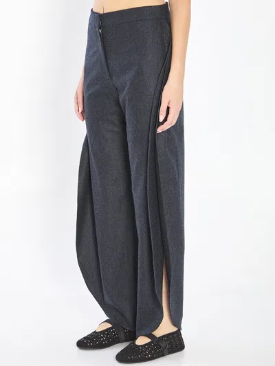 Alaïa Alaia Petal Trousers In Wool Flannel In Black